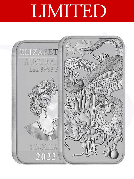 2022 Perth Mint Dragon Rectangle 1 oz Silver Coin
