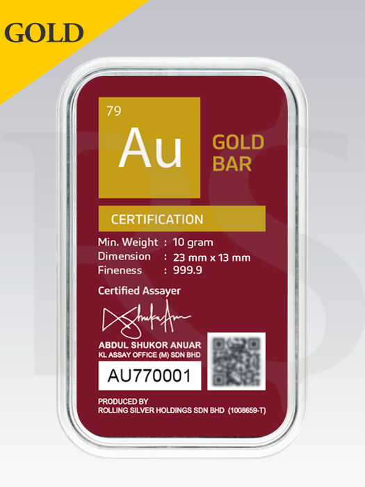 AUGoldBar 10 gram 999 Gold Bar
