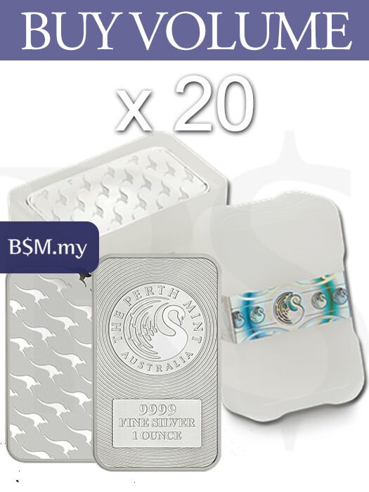 Perth Mint Kangaroo 1 oz Silver Bar (Tube of 20)