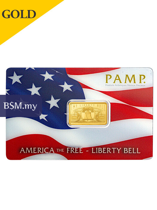 PAMP America Free Liberty Bell 5 g Gold Bar