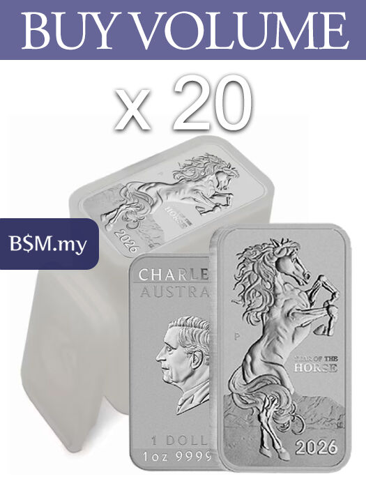 2026 Perth Mint Horse Rectangular Coin 1 oz Silver (Tube of 20)