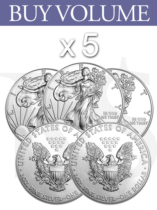 Buy Volume: 5 x 2014 American Eagle 1 oz Silver Coin