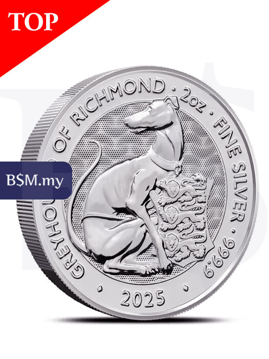 2025 Great Britain Royal Tudor Beasts (Greyhound) 2 oz Silver Coin