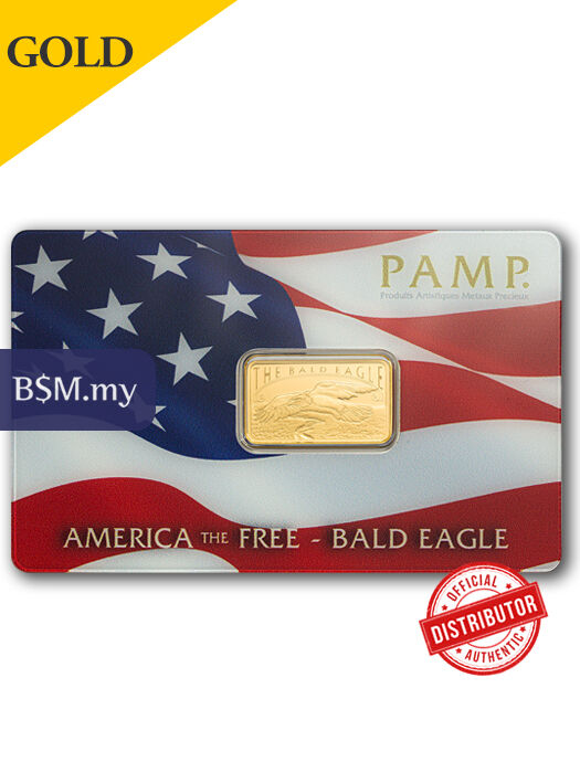 PAMP America Free Bald Eagle 5 gram Gold Bar