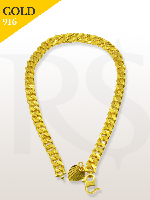 Bracelet Curb Diamond Pattern 916 Gold 5.4 gram
