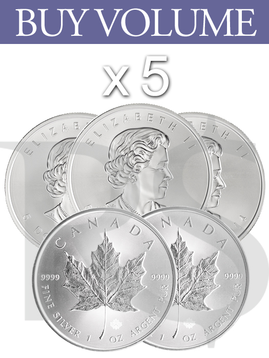 Buy Volume: 5 or more 2014 Canada Maple Leaf 1 oz Silver Coin (with Capsule)