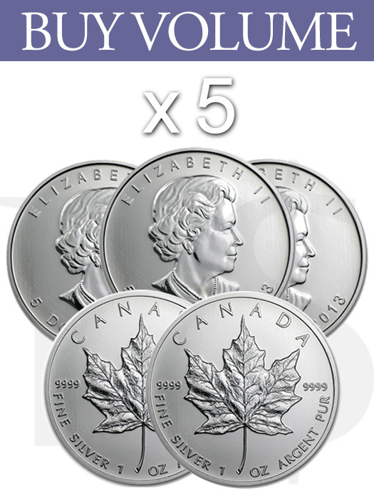 Buy Volume: 5 or more 2013 Canada Maple Leaf 1 oz Silver Coin