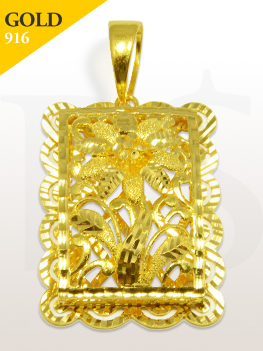 Pendant Square Flower Edge 916 Gold 12.1 gram