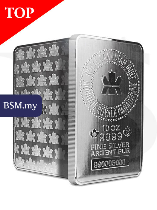 Royal Canadian Mint (RCM) .9999 Pure 10 oz Silver Bar