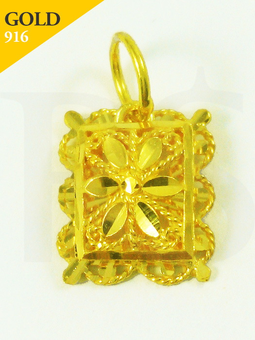 Pendant Square Flower Edge 916 Gold 1.5 gram