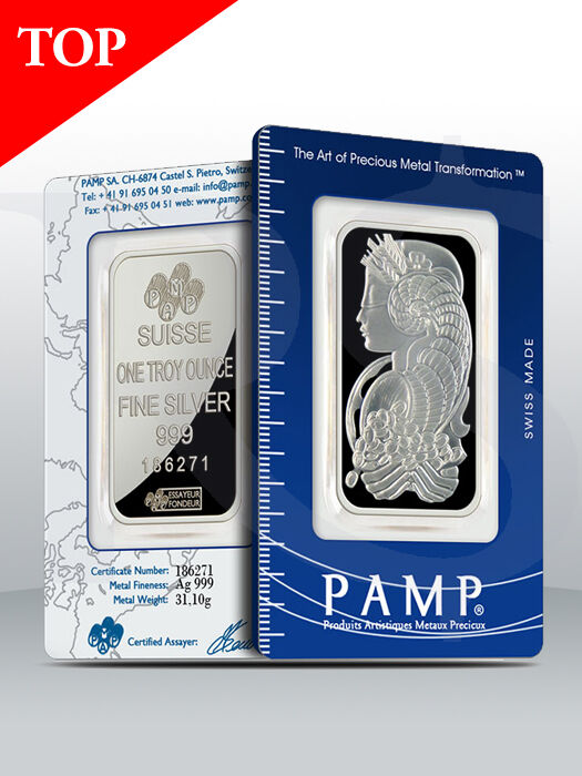 PAMP Suisse Lady Fortuna 1 oz Silver Bar (With Assay Certificate)