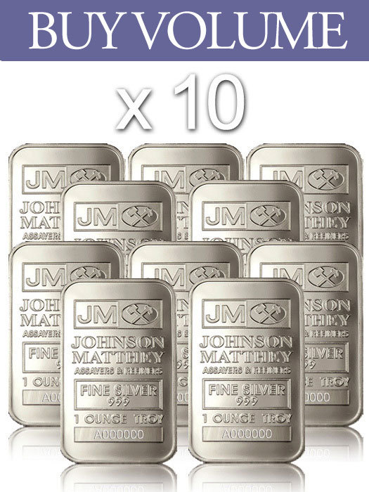 Johnson Matthey (JM) Silver Bar 1 oz (Pack of 10) | Buy Silver Malaysia