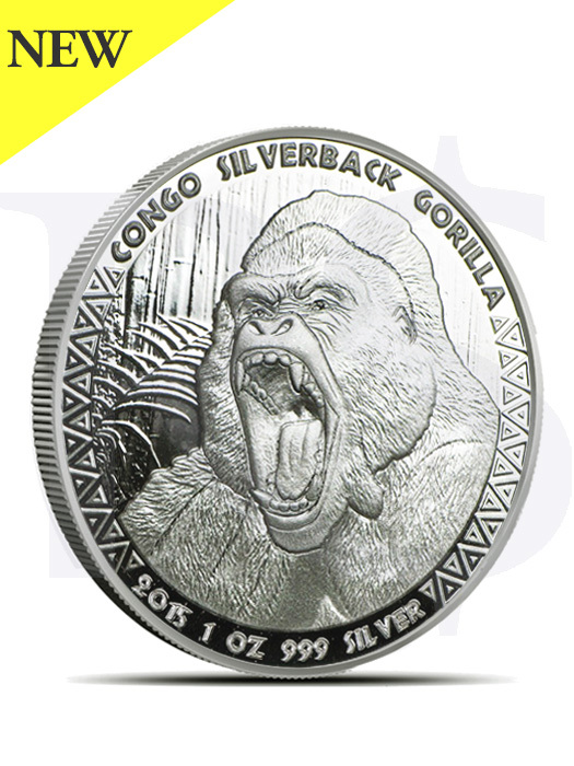 2015 Congo Silverback Gorilla 1 oz Silver Coin