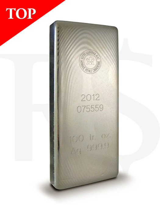 Royal Canadian Mint 100 oz Silver Bar (RCM Bars)