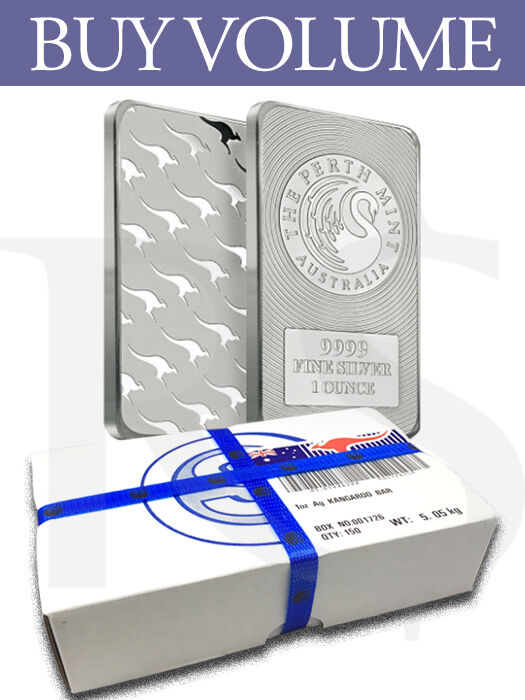 Perth Mint Kangaroo 1 oz Silver Bar Monster Box (150 oz)