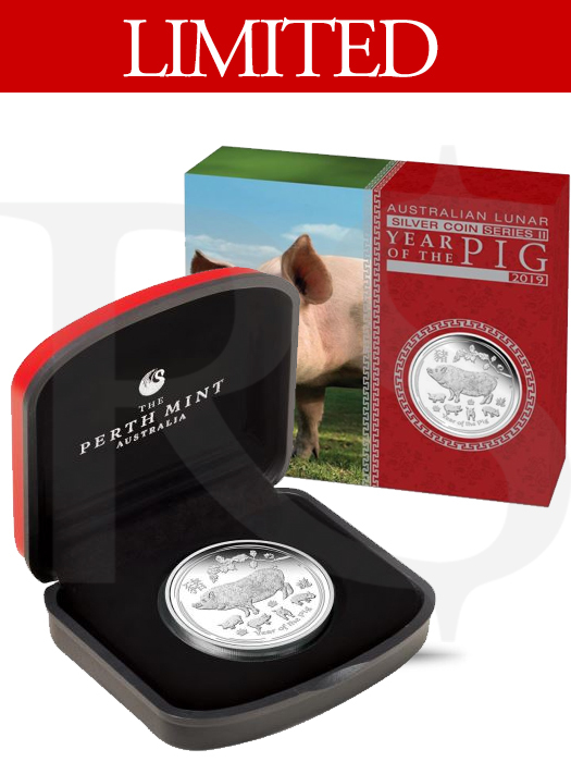 2019 Perth Mint Lunar Pig 1 oz Silver Proof Coin