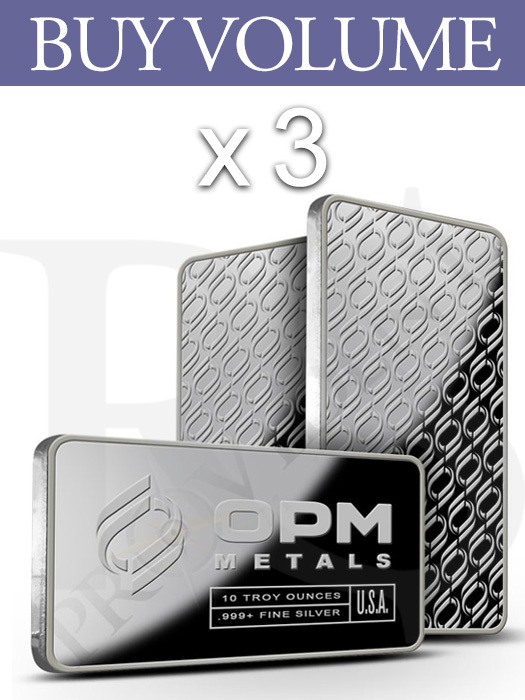 Buy Volume: 3 or more Ohio Precious Metals (OPM) 10 oz Silver Bar