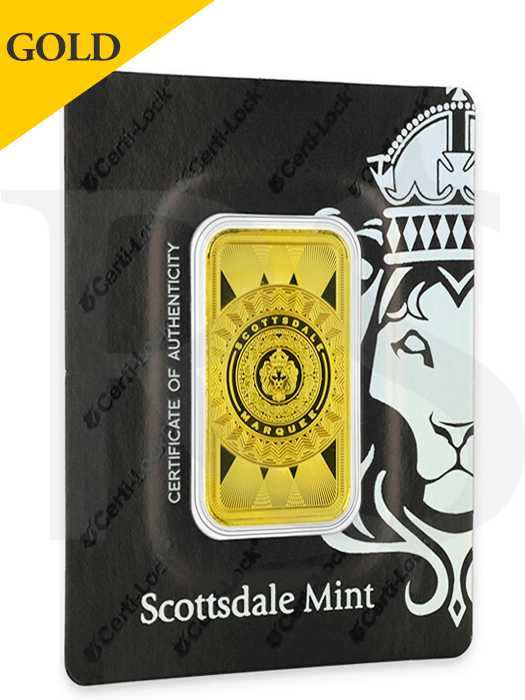 Scottsdale Certi-Lock Marquee 1 oz Gold Bar