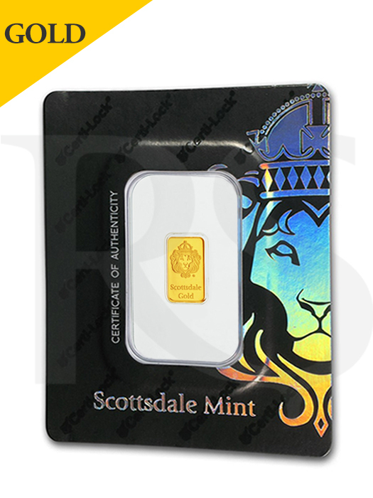 Scottsdale Certi-Lock 1 gram .9999 Gold Bar
