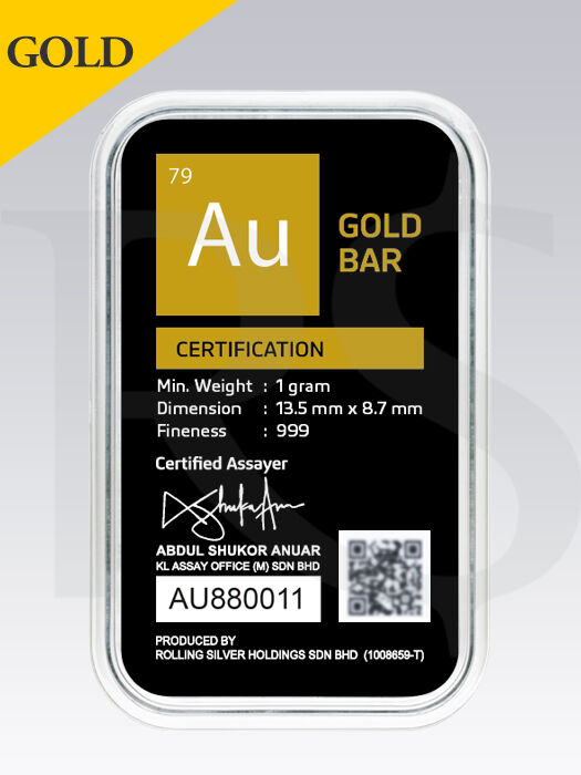 AUGoldBar 1 gram 999 Gold Bar