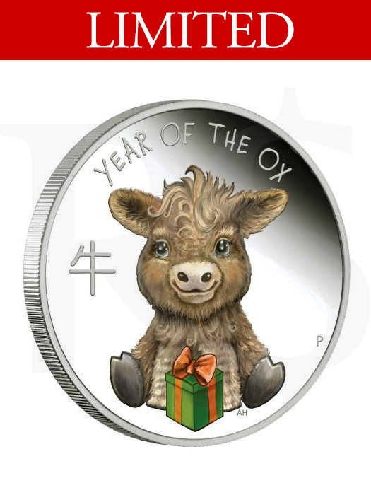 2021 Perth Mint Lunar Baby Ox 1/2oz Coloured Silver Proof Coin