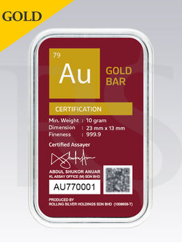 AUGoldBar 10 gram 999 Gold Bar