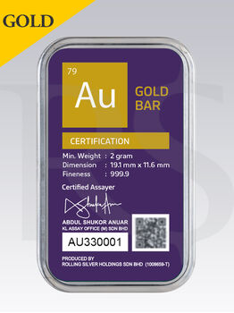 AUGoldBar 2 gram 999.9 Gold Bar