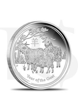 2015 Perth Mint Lunar Goat 1 oz Silver Coin (With Capsule)