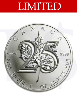 2013 Canada Maple Leaf 1 oz Silver Coin (25th Anniversary)