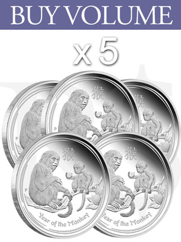 Buy Volume: 5 or more 2016 Perth Mint Lunar Monkey 1/2 oz Silver Coin