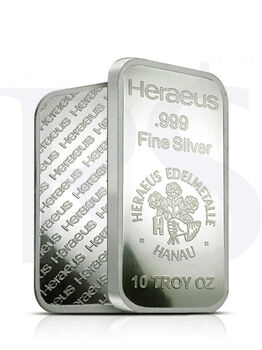 Heraeus 10 oz .999 Silver Bar