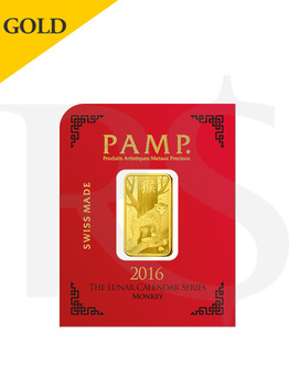 PAMP Suisse Lunar Monkey 1 gram 999 Gold Bar (Multigram+8 Design)	