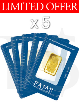 Buy Volume: 5pcs PAMP Suisse Lady Fortuna 20 gram Gold Bars