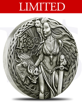 2017 Perth Mint Norse Gods Freya Rimless Antiqued 2 oz Silver Coin