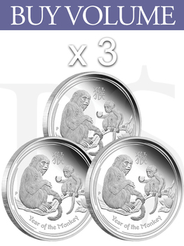 Buy Volume: 3 or more 2016 Perth Mint Lunar Monkey 1/2 oz Silver Coin