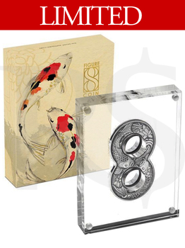 2019 Perth Mint Figure Eight Koi Fish Antiqued 2 oz Silver Proof Coin 