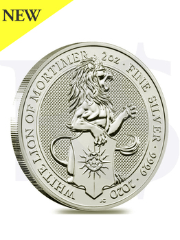 2020 Great Britain Queens Beast (White Lion) 2 oz Silver Coin
