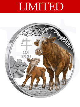 2021 Perth Mint Lunar Ox 1oz Coloured Silver Proof Coin