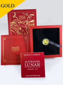 2021 Perth Mint Lunar Ox 1/10 oz 9999 Gold Proof Coin