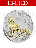 2022 Perth Mint Gold Gilded Tiger 1 oz Silver Coin (in Capsule)